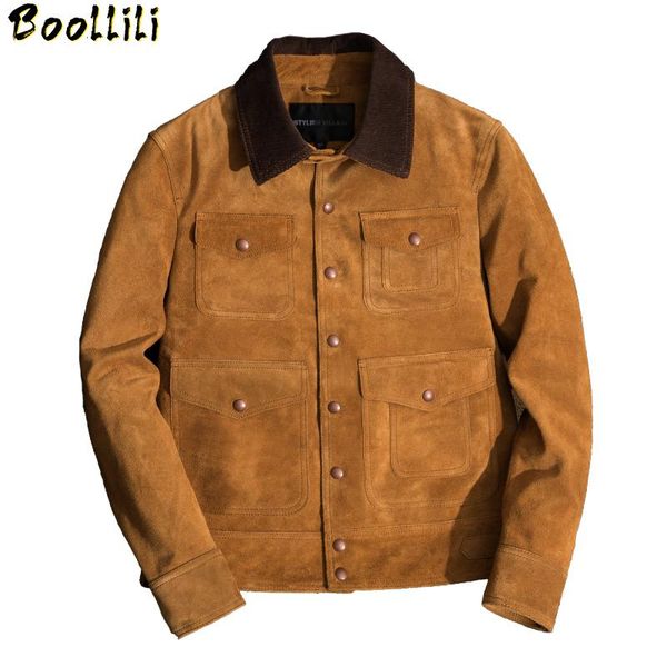 men's leather & faux boollili genuine jacket men autumn cow suede coat short slim jackets chaqueta cuero hombre, Black
men's leather & faux boollili genuine jacket men autumn cow suede coat short slim jackets chaqueta cuero hombre, Black