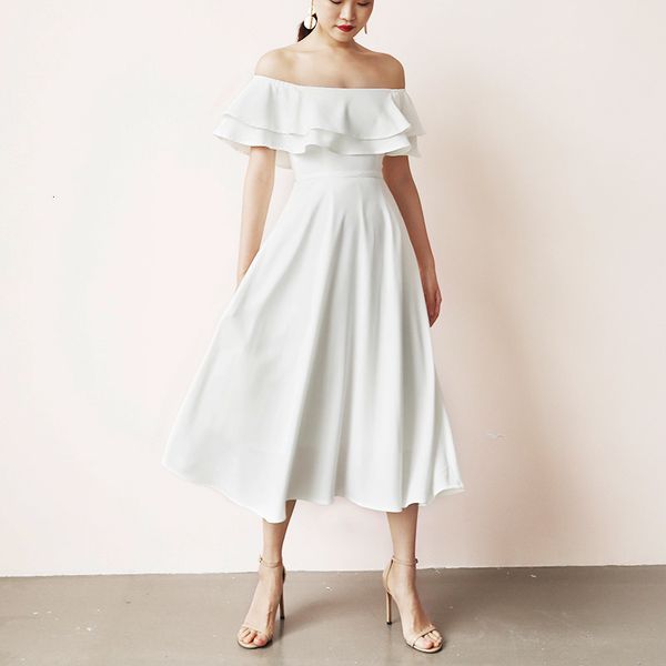 celebrity party dress at night off shoulder plied slash neck the line white dresses, Black;gray
celebrity party dress at night off shoulder plied slash neck the line white dresses, Black;gray