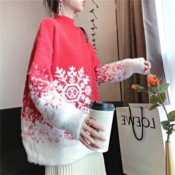 women's sweaters 2021 snowflake fleece embroidery sweater women fashion hair thicken warm pullover knitted pull hiver femme, White;black
women's sweaters 2021 snowflake fleece embroidery sweater women fashion hair thicken warm pullover knitted pull hiver femme, White;black