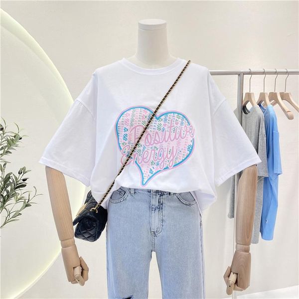 women's t-shirt letter heart printing short sleeve for women 2021 summer cotton loose plus half graphic tee, White
women's t-shirt letter heart printing short sleeve for women 2021 summer cotton loose plus half graphic tee, White