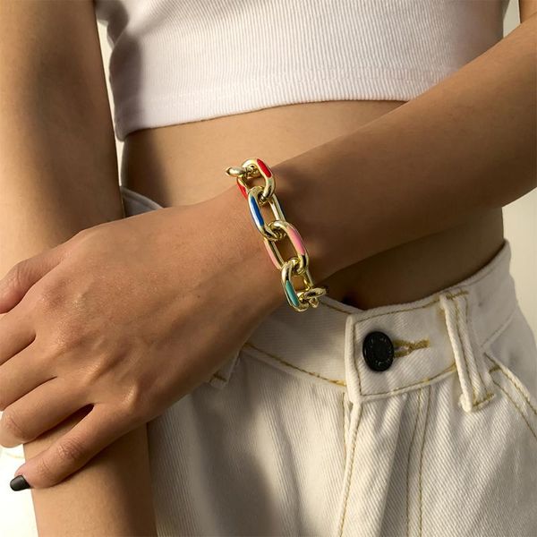 link, chain fashion thick aluminium bracelets on hand charm printed metal couple bangles for women jewelry, Black
link, chain fashion thick aluminium bracelets on hand charm printed metal couple bangles for women jewelry, Black
