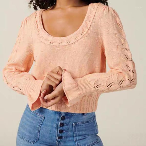 hollow ruffled flared sleeve women knitted sweater 2021 early autumn retro o-neck causal wild lady pullover women's sweaters, White;black
hollow ruffled flared sleeve women knitted sweater 2021 early autumn retro o-neck causal wild lady pullover women's sweaters, White;black