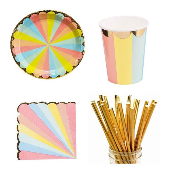 disposable dinnerware gold foil rainbow paper plates party decoration tableware striped cups napkins wedding carnival supplies
disposable dinnerware gold foil rainbow paper plates party decoration tableware striped cups napkins wedding carnival supplies
