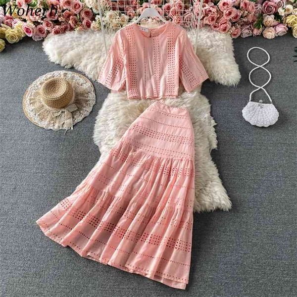 suit female summer o neck short sleeve hollow out high-waist slim fit a-line skirt solid color two-piece sets women 210519, White
suit female summer o neck short sleeve hollow out high-waist slim fit a-line skirt solid color two-piece sets women 210519, White