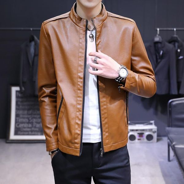 men's jackets cotton trend leather jacket four seasons soft simplicity men casual loose stand-up collar fashion handsome zipper slim fi, Black;brown
men's jackets cotton trend leather jacket four seasons soft simplicity men casual loose stand-up collar fashion handsome zipper slim fi, Black;brown