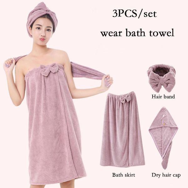 3pcs/set bath skirt suit flannel hair drying hat with band bathrobe absorbent women's towel dry cap
3pcs/set bath skirt suit flannel hair drying hat with band bathrobe absorbent women's towel dry cap