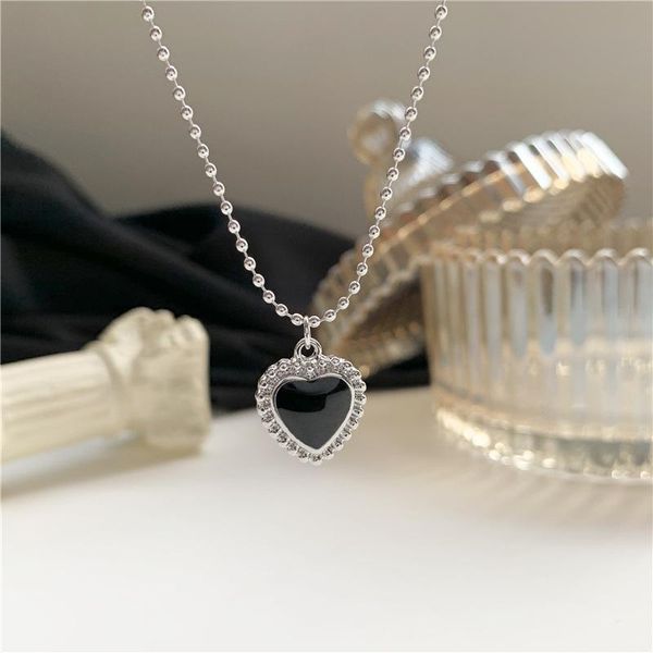 pendant necklaces kpop black heart necklace french metal love clavicle chain korean simple female short pendanklace for women, Silver
pendant necklaces kpop black heart necklace french metal love clavicle chain korean simple female short pendanklace for women, Silver