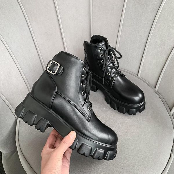 boots 2021 leather waterproof shoes woman water rubber lace up ankle high heel sewing solid with size 42 45, Black
boots 2021 leather waterproof shoes woman water rubber lace up ankle high heel sewing solid with size 42 45, Black