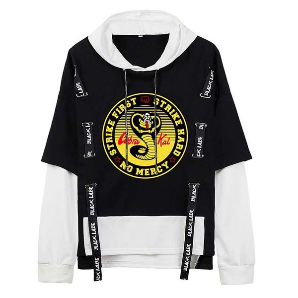 men's hoodies & sweatshirts ribbon pullovers strike hard merck first fake two piece hooded casual oversize hip hop homme clothes, Black
men's hoodies & sweatshirts ribbon pullovers strike hard merck first fake two piece hooded casual oversize hip hop homme clothes, Black