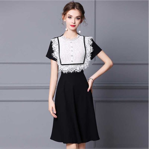 party dresses french style black blue slim sweet lady summer a-line dress white lace pure medium o-neck woman's elegant big size skirt, White;black
party dresses french style black blue slim sweet lady summer a-line dress white lace pure medium o-neck woman's elegant big size skirt, White;black