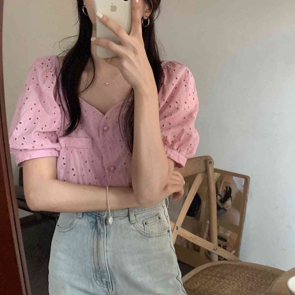 comelblouses women summer korean style embroidery shirt hollow crochet single-breasted short sleeve cardigan 210515, White
comelblouses women summer korean style embroidery shirt hollow crochet single-breasted short sleeve cardigan 210515, White