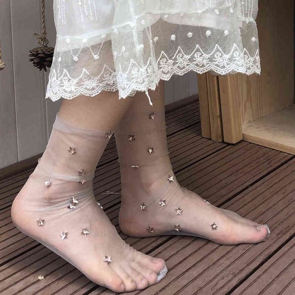 socks hosiery summer fashion breathable star transparent mh pile socks pair, Black;white
socks hosiery summer fashion breathable star transparent mh pile socks pair, Black;white