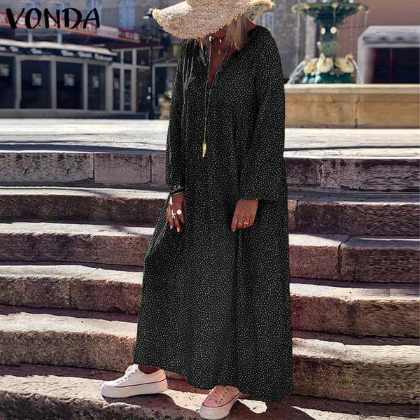 casual ankle-length vestidos v neck dot printed dresses bohemian maxi long dress sleeve sundress plus size, Black;gray
casual ankle-length vestidos v neck dot printed dresses bohemian maxi long dress sleeve sundress plus size, Black;gray