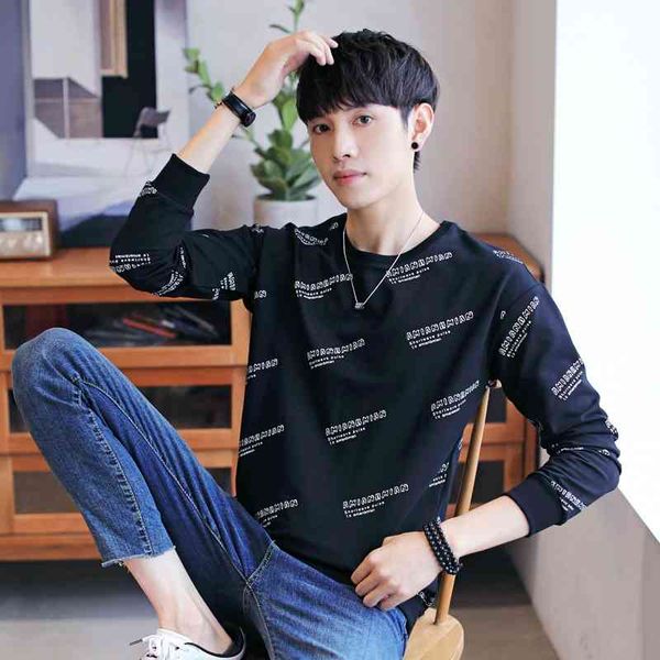 men's long sleeved new round neck printed trendy men's spring and autumn bottoming clothes, Black
men's long sleeved new round neck printed trendy men's spring and autumn bottoming clothes, Black