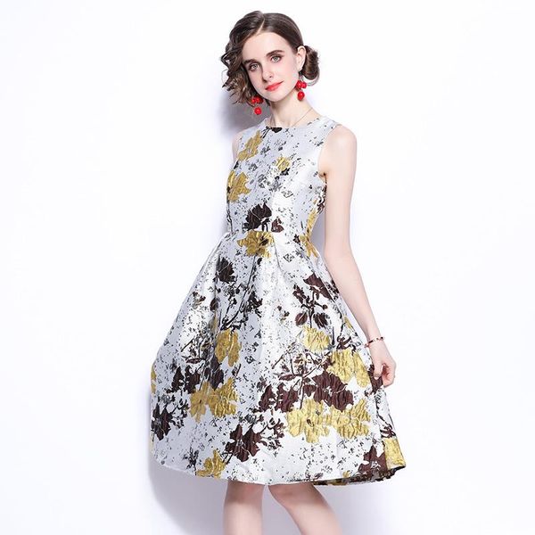 casual dresses jacquard office work dress women summer elegant party print sleeveless vestidos robe femme dames jurken, Black;gray
casual dresses jacquard office work dress women summer elegant party print sleeveless vestidos robe femme dames jurken, Black;gray