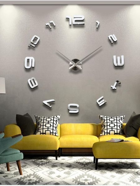 wall clocks 3d acrylic creative mirror clock diy extra-large eva