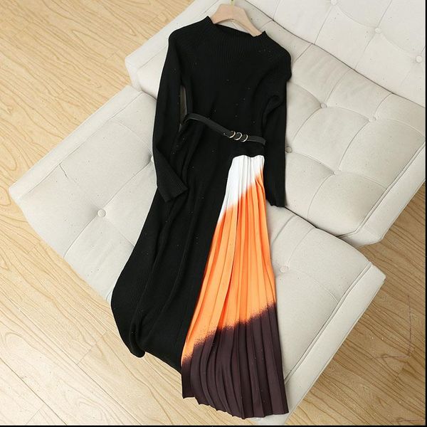 elegant womens dresses knitted pleated midi dress fall winter long sleeve vintage black print formal party, Black;gray
elegant womens dresses knitted pleated midi dress fall winter long sleeve vintage black print formal party, Black;gray