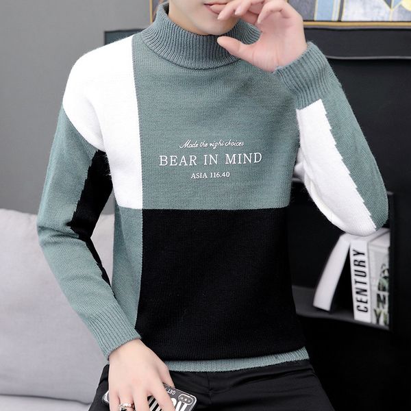 sweater knit autumn and winter men's t shirt small half high collar pullover ted backing youth wear, White;black
sweater knit autumn and winter men's t shirt small half high collar pullover ted backing youth wear, White;black
