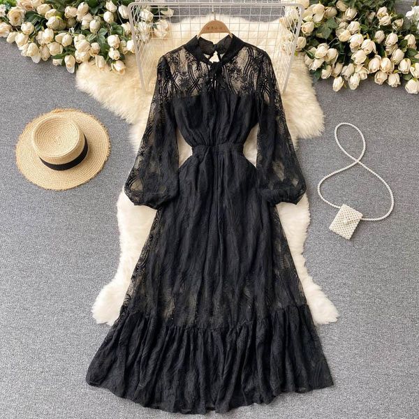 casual dresses elegant crocheted slim-fit pleated dress for fall 2021 women's high-quality hollow lace runway, Black;gray
casual dresses elegant crocheted slim-fit pleated dress for fall 2021 women's high-quality hollow lace runway, Black;gray