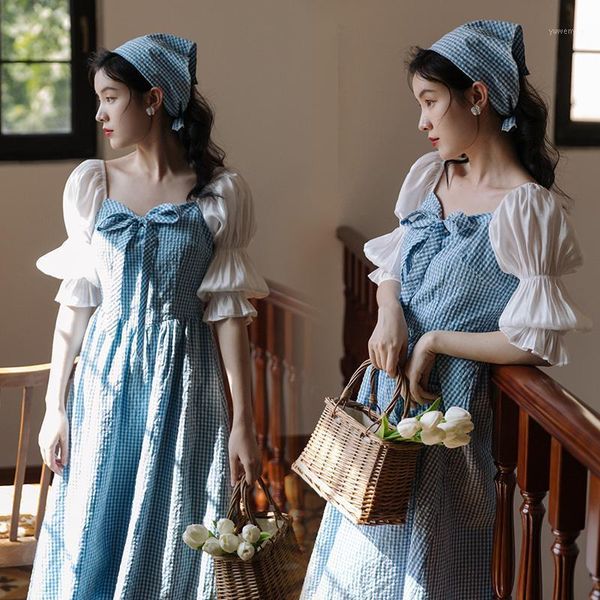 casual dresses womans summer plaid patchwork vintage square collar bow puff sleeve sweet prairie feminine dress 2021, Black;gray
casual dresses womans summer plaid patchwork vintage square collar bow puff sleeve sweet prairie feminine dress 2021, Black;gray