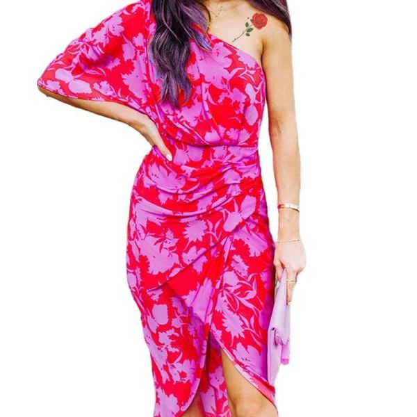 casual dresses 2021 european and american dress fashion slant shoulder slim lace up printing split holiday, Black;gray
casual dresses 2021 european and american dress fashion slant shoulder slim lace up printing split holiday, Black;gray