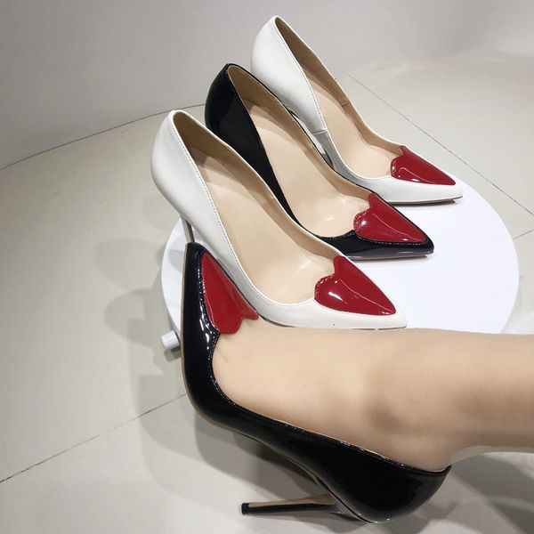 dress shoes tikicup red love heart patchwork women white patent pointy stiletto high heels ladies chic slip on pumps fashion 44w8, Black
dress shoes tikicup red love heart patchwork women white patent pointy stiletto high heels ladies chic slip on pumps fashion 44w8, Black