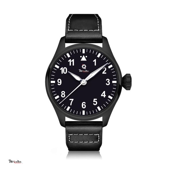 mens automatic mechanical luxury watch classic style 329301 requin brand pilot series three hands black stainless steel case leather strap 4, Slivery;brown
mens automatic mechanical luxury watch classic style 329301 requin brand pilot series three hands black stainless steel case leather strap 4, Slivery;brown