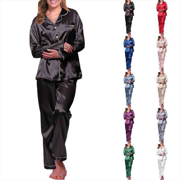 womens silk satin pyjamas set sleepwear two piece set solid color long sleeve loungewear women plus size pajamas suit female, Black;red
womens silk satin pyjamas set sleepwear two piece set solid color long sleeve loungewear women plus size pajamas suit female, Black;red