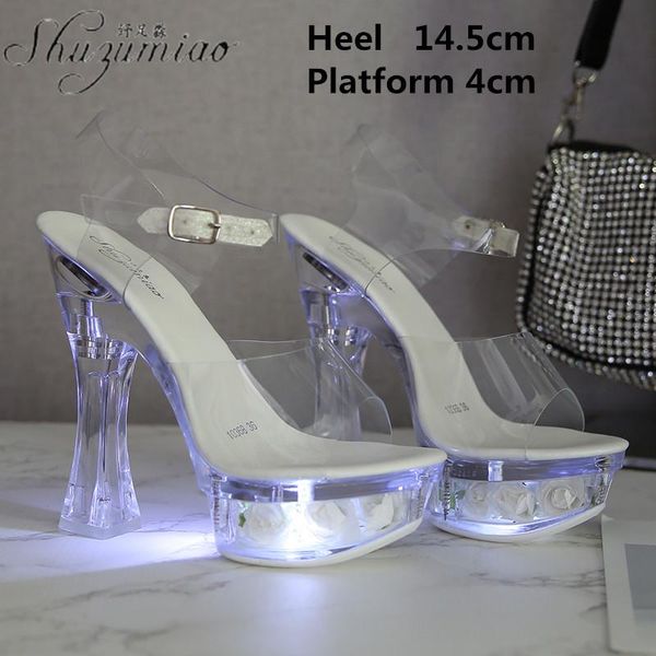 sandals glow nightclub striptease women pole dancing 14 cm clear crystal shoes platform super high heel flowers luminous, Black
sandals glow nightclub striptease women pole dancing 14 cm clear crystal shoes platform super high heel flowers luminous, Black
