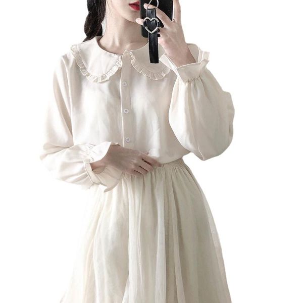 women's t-shirt spring autumn fashion lace lolita doll collar shirt female korean loose long sleeve bottomed solid girl shirts goth, White
women's t-shirt spring autumn fashion lace lolita doll collar shirt female korean loose long sleeve bottomed solid girl shirts goth, White