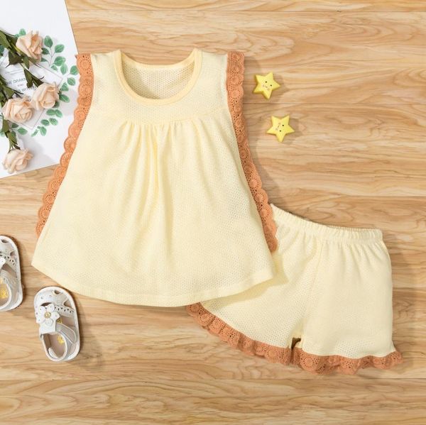 clothing sets 2021 2-7y kids girls sleeping suit beige lace stitching pajamas summer breathable shorts 2pcs sports casual homewear, White
clothing sets 2021 2-7y kids girls sleeping suit beige lace stitching pajamas summer breathable shorts 2pcs sports casual homewear, White