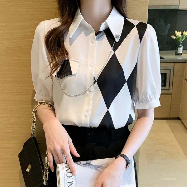 women's blouses & shirts shirt chiffon for women geometric print white neck blouse with chains female 2021 basic ol
women's blouses & shirts shirt chiffon for women geometric print white neck blouse with chains female 2021 basic ol