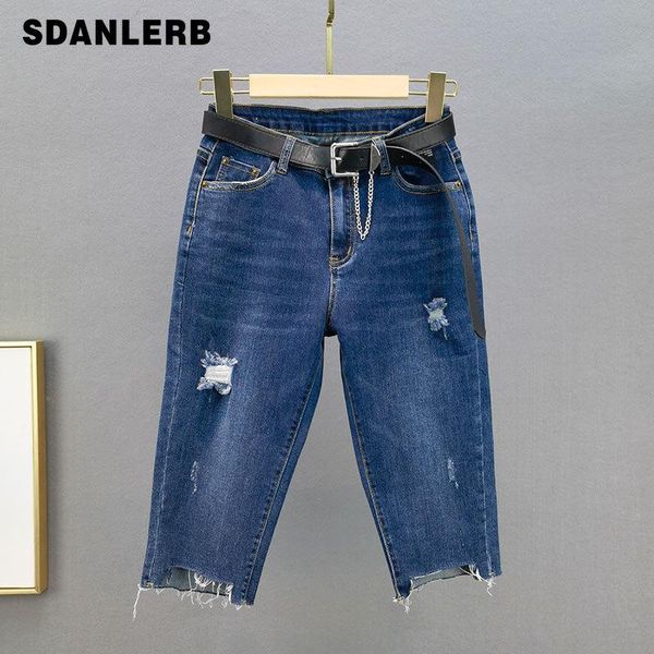 women's jeans dark blue ripped cropped pants 2021 summer cotton elastic high waist slimming all-match breeches half
women's jeans dark blue ripped cropped pants 2021 summer cotton elastic high waist slimming all-match breeches half