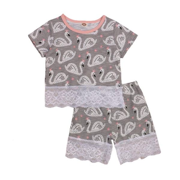 clothing sets 2-7y baby girl clothes sweet style summer short sleeves + shorts, swan print with lace stitching decoration, White
clothing sets 2-7y baby girl clothes sweet style summer short sleeves + shorts, swan print with lace stitching decoration, White