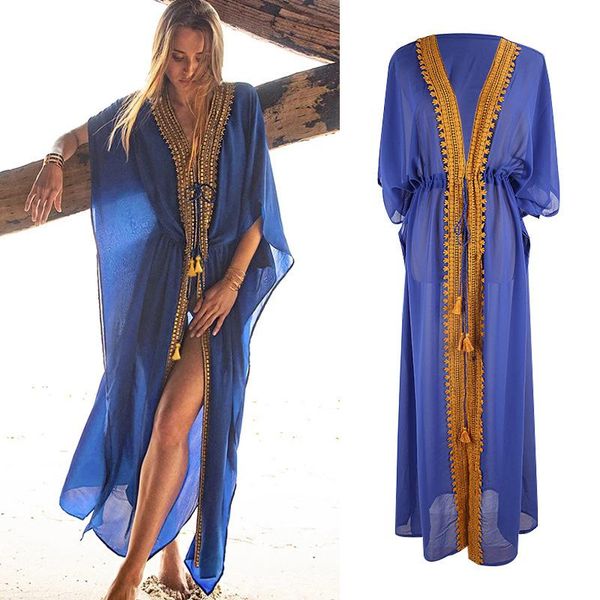 women's swimwear royal blue chiffon lace cardigan beach sunscreen coat bikini blouse swimsuit, White;black
women's swimwear royal blue chiffon lace cardigan beach sunscreen coat bikini blouse swimsuit, White;black