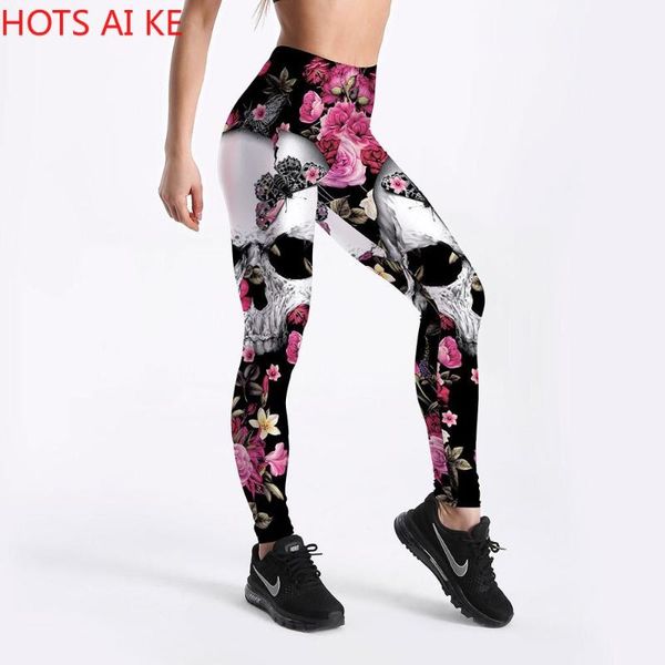 women printed flower skull workout leggings clothes jeggings fitness legging plus size women's, Black
women printed flower skull workout leggings clothes jeggings fitness legging plus size women's, Black
