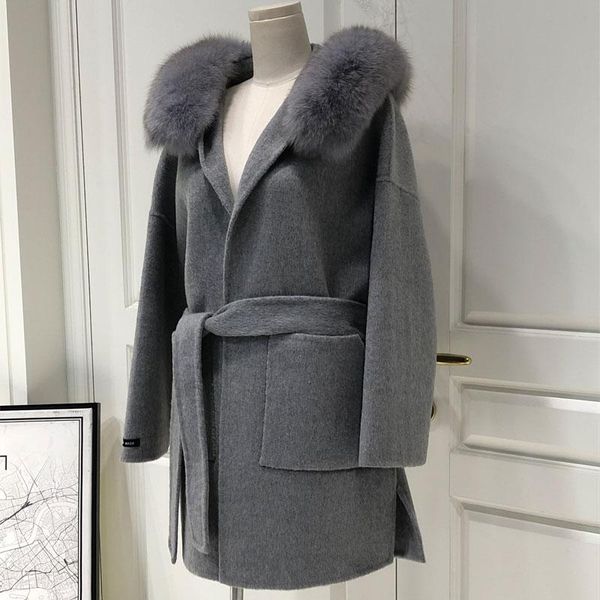 women's wool & blends double-sided woolen coat women fall winter real fur 2021 mid-length korean style oversized collar hooded cashmere, Black
women's wool & blends double-sided woolen coat women fall winter real fur 2021 mid-length korean style oversized collar hooded cashmere, Black