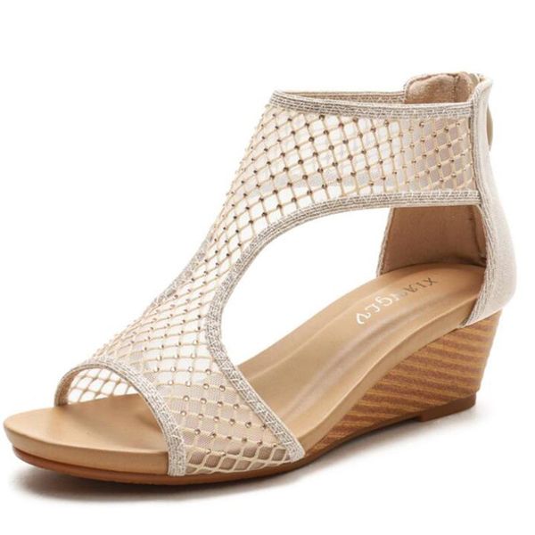 plus size ladies sandals summer style all-match comfortable casual mesh women's shoes thick bottom wedges mom qq416, Black
plus size ladies sandals summer style all-match comfortable casual mesh women's shoes thick bottom wedges mom qq416, Black