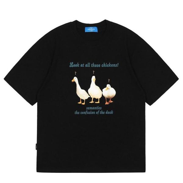 men's t-shirts 2021 hip hop fashion loose tshirts duck print cotton short sleeve tees casual harajuku men summer streetwear, White;black
men's t-shirts 2021 hip hop fashion loose tshirts duck print cotton short sleeve tees casual harajuku men summer streetwear, White;black