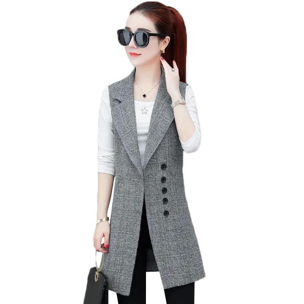 women's vests spring autumn vest jacket 2021 plaid sleeveless waistcoat female korean suit collar mid-length ladies coat 4xl, Black;white
women's vests spring autumn vest jacket 2021 plaid sleeveless waistcoat female korean suit collar mid-length ladies coat 4xl, Black;white