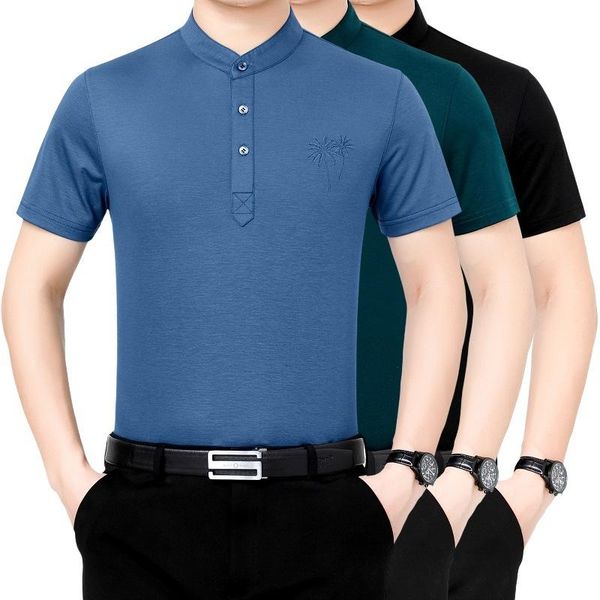 men's polos fashionable middle aged silk lapel short sleeve t-shirt 2021 summer solid color leisure wear, White;black
men's polos fashionable middle aged silk lapel short sleeve t-shirt 2021 summer solid color leisure wear, White;black