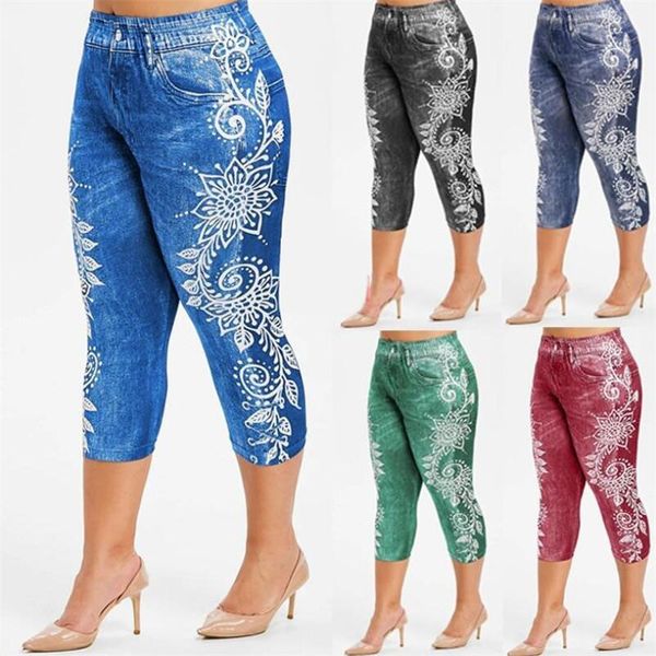 women's leggings printed false denim short 3\4 women jeans high waist breeches capri pants super elastic jeggings plus size 2xl, Black
women's leggings printed false denim short 3\4 women jeans high waist breeches capri pants super elastic jeggings plus size 2xl, Black