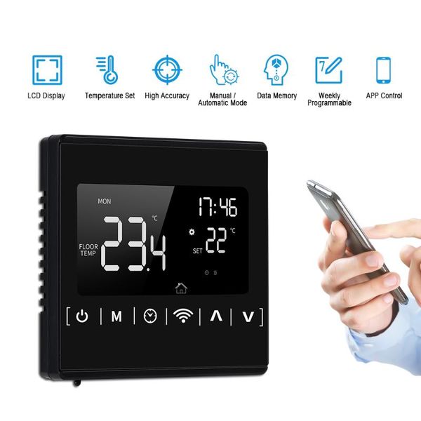 smart home control wifi thermostat programmable app lcd backlight electric/water/boiler heating temperature controller
smart home control wifi thermostat programmable app lcd backlight electric/water/boiler heating temperature controller