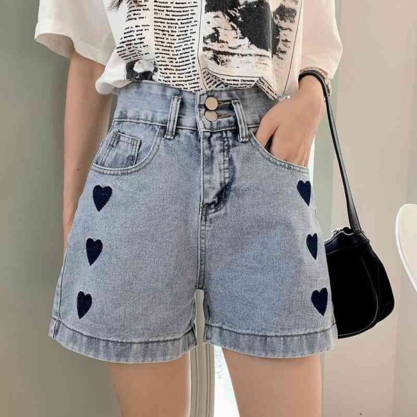 women's shorts chic fashion all-match casual love denim female students summer new korean high-waist straight n2b8, White;black
women's shorts chic fashion all-match casual love denim female students summer new korean high-waist straight n2b8, White;black