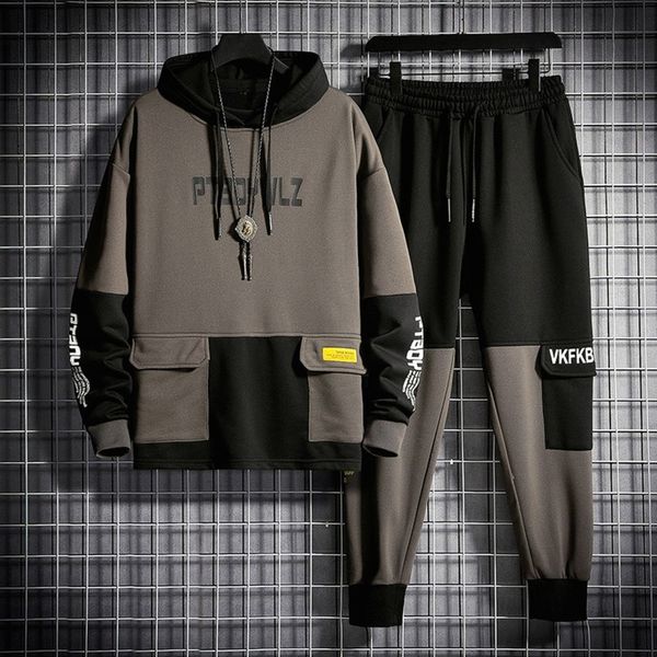 2-piece men's suit, sportswear, Hoodie and shorts, Gray