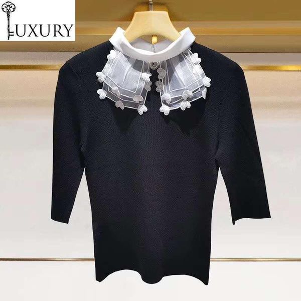 women's sweaters 2021 pullovers spring summer women sweetheart embroidery 3/4 sleeve casual white red black jumpers ladies, White;black
women's sweaters 2021 pullovers spring summer women sweetheart embroidery 3/4 sleeve casual white red black jumpers ladies, White;black