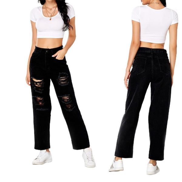 women's pants & capris arrival stylish women ripped jeans, adults solid color high waist straight-leg with pockets black,s//l/xl, Black;white
women's pants & capris arrival stylish women ripped jeans, adults solid color high waist straight-leg with pockets black,s//l/xl, Black;white