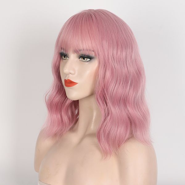 chemical fiber wig pink wig women qi bangs short curly hair halloween color set, Black;brown
chemical fiber wig pink wig women qi bangs short curly hair halloween color set, Black;brown