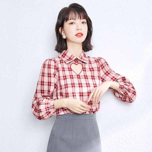 shirt 2021 summer shirt sweet red korean style fashion heart hole female sleeve head plaid shirts, White
shirt 2021 summer shirt sweet red korean style fashion heart hole female sleeve head plaid shirts, White