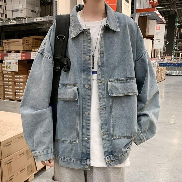 men's jackets blue denim jacket autumn spring teens fashion long sleeve outerwear with big pockets casual loose lapel 3xl, Black;brown
men's jackets blue denim jacket autumn spring teens fashion long sleeve outerwear with big pockets casual loose lapel 3xl, Black;brown